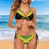 Bikini Sets Jamaican Flag Women's Swimwear Cute Bathing Suit Ruched High Cut Swimsuit SummerL view 3