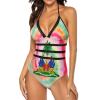 Haiti Flag Women's One-Piece Swimsuit Triangle Bathing Swimsuit Beach Party XL view 3