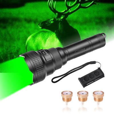 Brinyte T18 Hunting Light Red Green White Zoomable LED Flashlight, Long Range Predator Flashlight with Remote Pressure Switch for Hog Coyote Coon Varmint Hunting