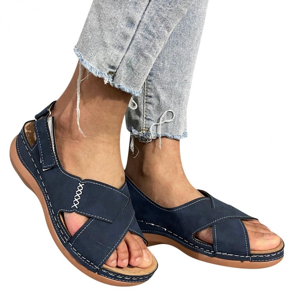 ZBYY Women Wedge Sandals with Arch Support Summer Comfort Platform Bohemia Flat Shoes Elastic Beach Shoes Sandals