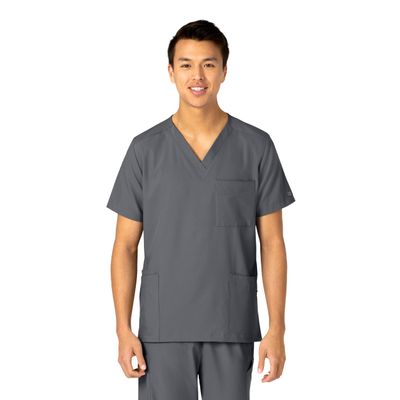 WonderWink W123 Unisex 4 Pocket Utility Scrub Top, Pewter, S