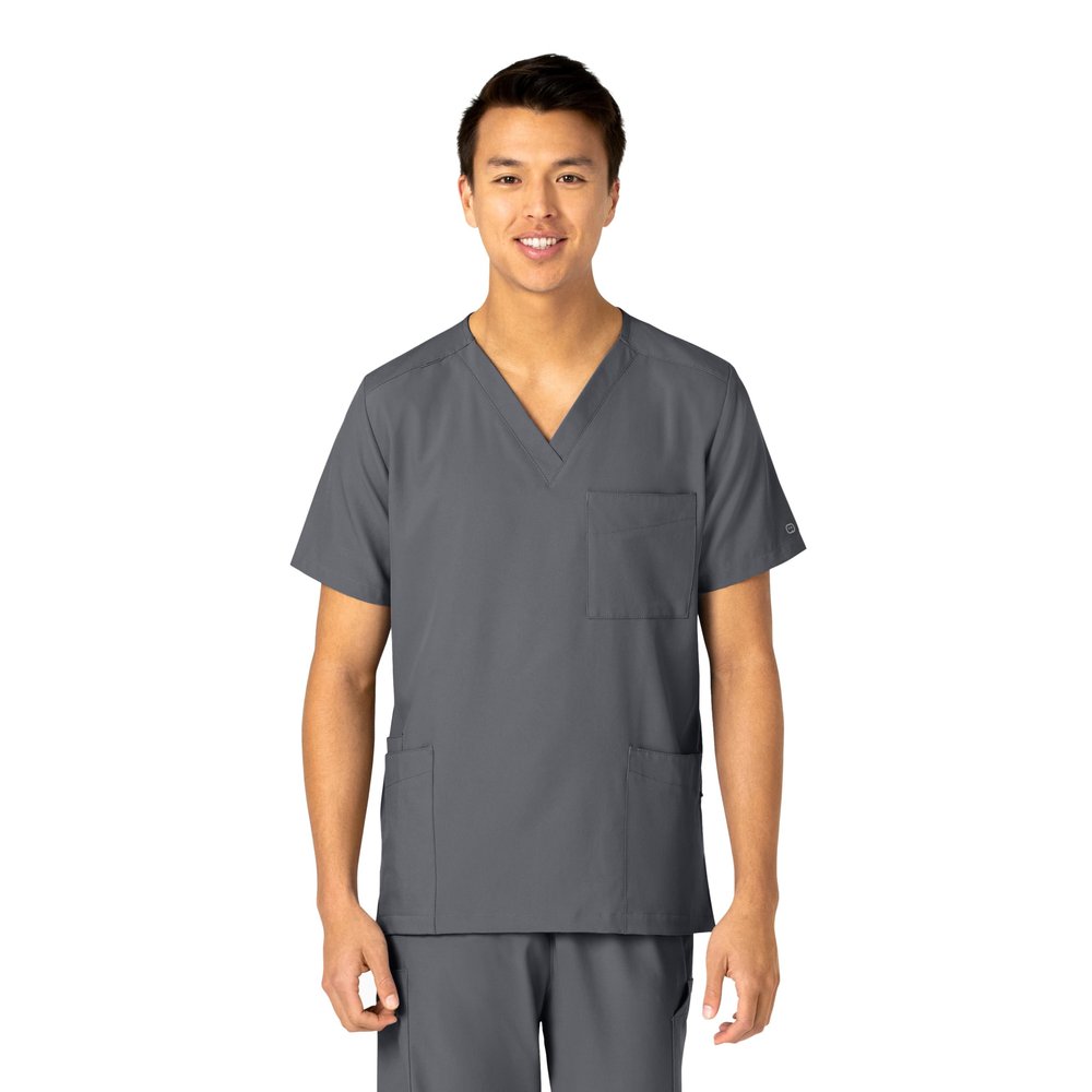 WonderWink W123 Unisex 4 Pocket Utility Scrub Top, Pewter, S