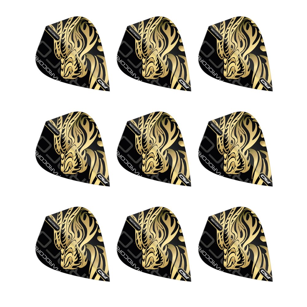 RED DRAGON Jonny Clayton Hardcore Gold Dragon Kite Darts Flights - 3 Sets per Pack (9 Dart Flights in Total)