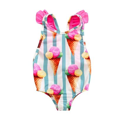 Stripe Swimsuit Toddler Bikini Baby Beach Girls Swimwear Ruffle Summer Kids Girls Swimwear Bikini (Pink, 12-18 Months)
