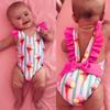 Stripe Swimsuit Toddler Bikini Baby Beach Girls Swimwear Ruffle Summer Kids Girls Swimwear Bikini (Pink, 12-18 Months) view 2
