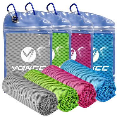 YQXCC 4 Pack Cooling Towels | 40"x12" | Cool for Neck and Face | Microfiber Soft Breathable Chilly | for Yoga, Sport, Golf, Gym, Camping, Running & More Activities