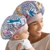Red by Kiss 2-in-1 Mommy & Me Satin Bonnet Sleep Cap for Adult and Babies, Soft, Stretchy, and Safe, Protects Fragile Hair from Frizz & Breakage, Friction Bald Spots (Cheetah, 6-18M) view 1