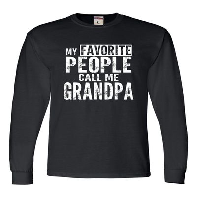 Small Black Mens My Favorite People Call Me Grandpa Gift Idea Fathers Long Sleeve T-Shirt