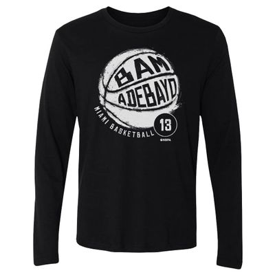 500 LEVEL Bam Adebayo Long Sleeve Tee (Long Sleeve, XX-Large, Black) - Bam Adebayo Miami Basketball WHT