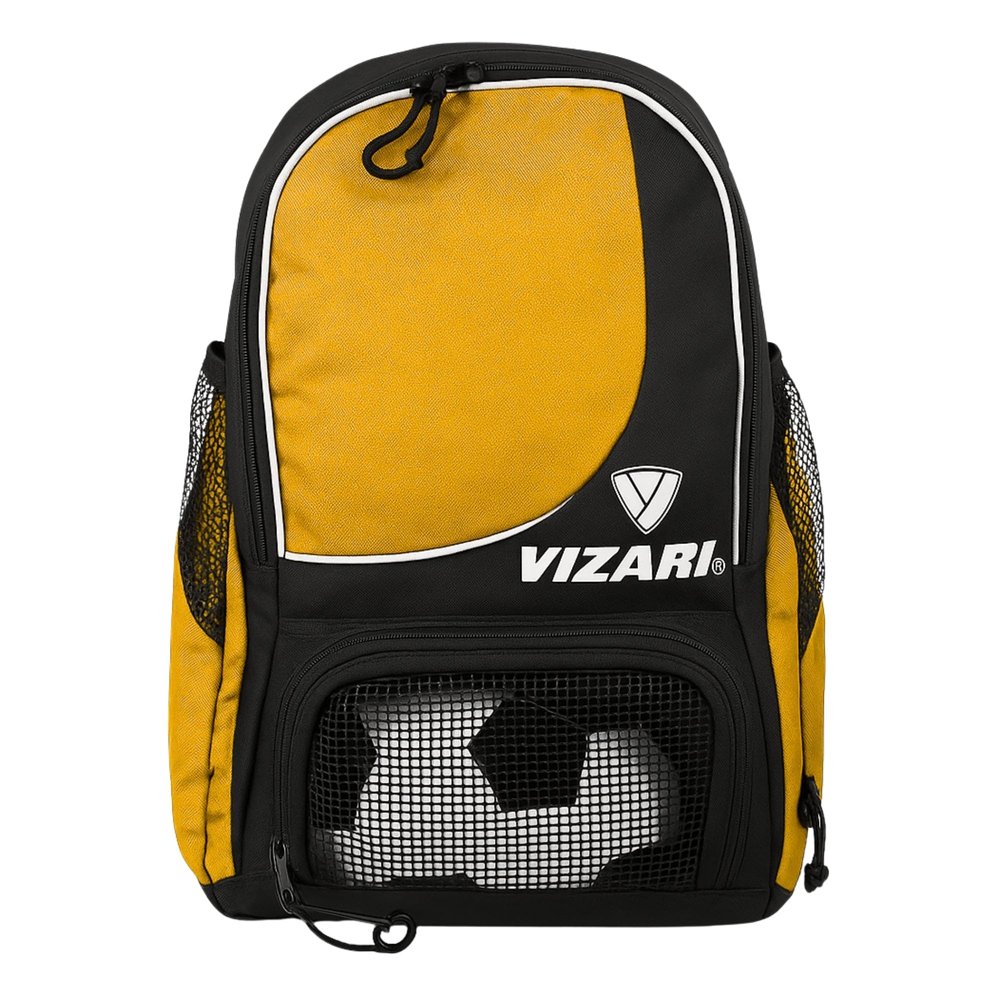 Vizari Solano Soccer Backpack With Ball Compartment and Vented Ball Pocket and Mesh Side Cargo Pockets for Adults and Teens