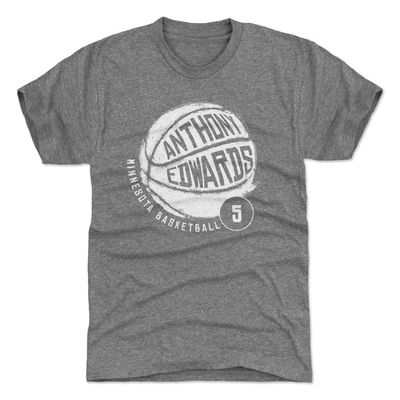 500 LEVEL Anthony Edwards Men's Premium T-Shirt - Anthony Edwards Minnesota Basketball WHT (Tri Gray, XX-Large)