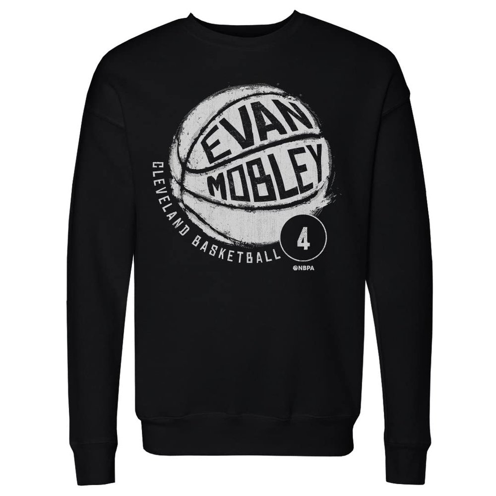 500 LEVEL Evan Mobley Sweatshirt (Crew Sweatshirt, XX-Large, Black) - Evan Mobley Cleveland Basketball WHT