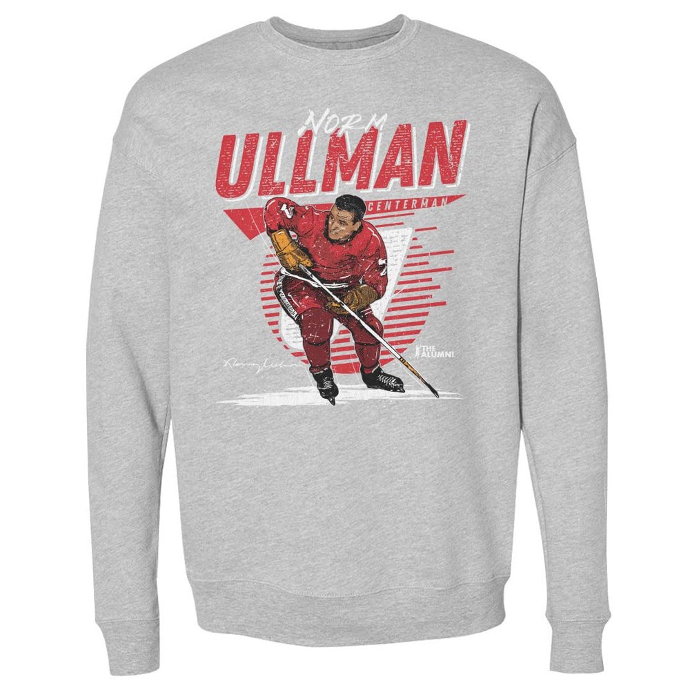 500 LEVEL Norm Ullman Sweatshirt (Crew Sweatshirt, XX-Large, Heather Gray) - Norm Ullman Detroit Comet WHT