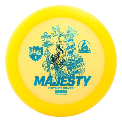 Discmania Active Premium Majesty Disc Golf Distance Driver, Pick Color/Weight [Stamp & Exact Color May Vary] Yellow 175-176 Grams