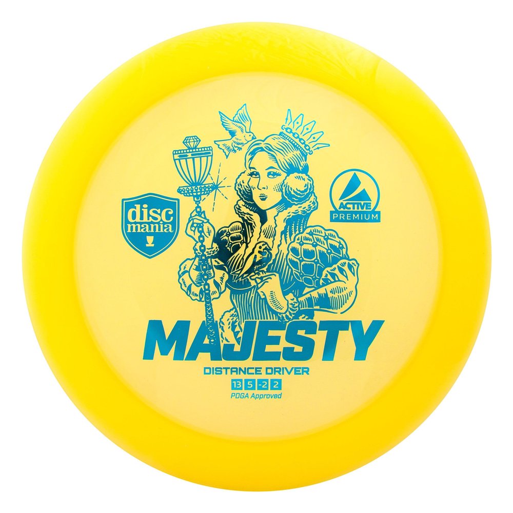 Discmania Active Premium Majesty Disc Golf Distance Driver, Pick Color/Weight [Stamp & Exact Color May Vary] Yellow 175-176 Grams