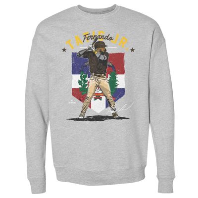 500 LEVEL Fernando Tatis Jr. Sweatshirt (Crew Sweatshirt, XX-Large, Heather Gray) - Fernando Tatis Jr. San Diego Country Flag WHT
