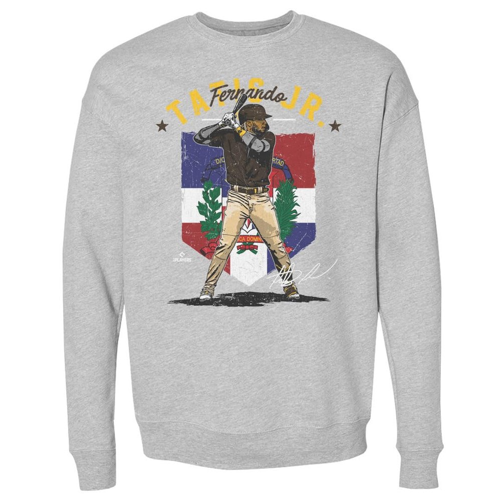 500 LEVEL Fernando Tatis Jr. Sweatshirt (Crew Sweatshirt, XX-Large, Heather Gray) - Fernando Tatis Jr. San Diego Country Flag WHT