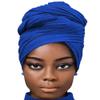 Royal Blue African Head Wraps for Women Tie for Sleeping Solid Turban Stretch Headband view 1