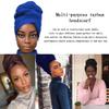 Royal Blue African Head Wraps for Women Tie for Sleeping Solid Turban Stretch Headband view 4