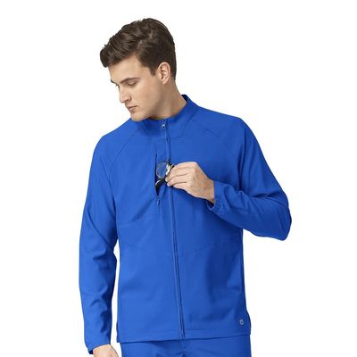WonderWink W123 Men's Zip Front Warm Up Scrub Jacket, Royal, M