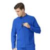 WonderWink W123 Men's Zip Front Warm Up Scrub Jacket, Royal, M view 1
