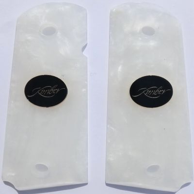 AJAX Grips Ajax Grips - White Pearlite - Fits 1911 Government Full-Size - Kimber Coin Inlay White Pearlite Not solid white