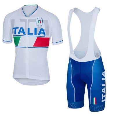 2022 Pro Team ITALIA White Cycling Jersey Set For Men,Breathable MTB Bike Shirt Bib Short Kits GEL Paddad (4XL)