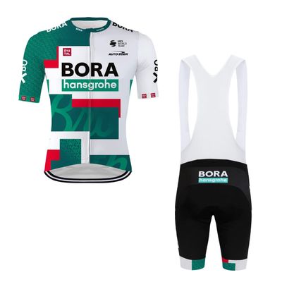 2022 Pro Team BORA TDF Cycling Jersey Set For Men,Breathable MTB Bike Shirt Bib Short Kits GEL Paddad (XL)