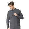 WonderWink W123 Men's Zip Front Warm Up Scrub Jacket, Pewter, 2X view 1