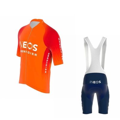 2022 Pro Team INEOS GRENADIER Orange Cycling Jersey Set For Men,Breathable MTB Bike Shirt Bib Short Kits GEL Paddad (XL)