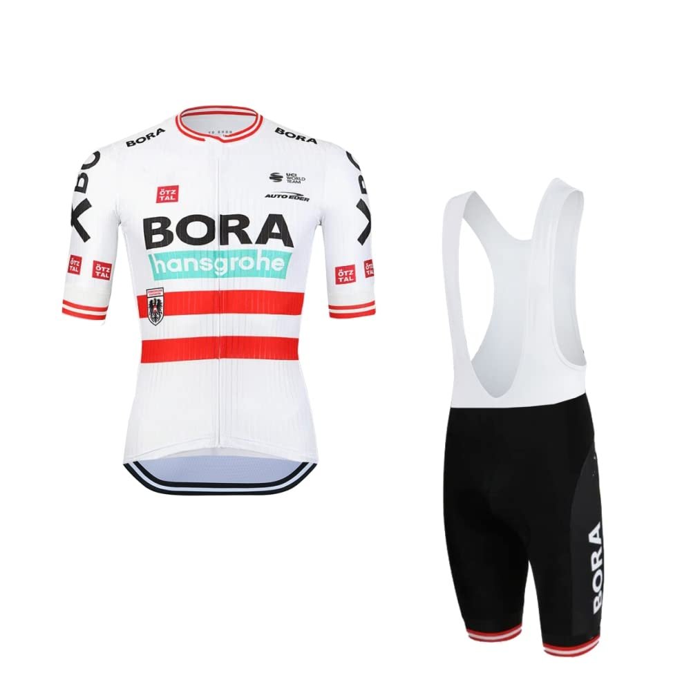2022 Pro Team Bora Austria Champion-Ship Cycling Jersey Set for Men,Breathable MTB Bike Shirt Bib Short Kits Gel Paddad (2XL)