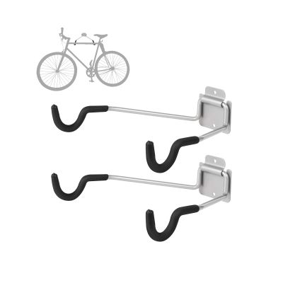 NiQinWuKin Bike Wall Mount HangersEVA Foam Padded Bicycle Hooks-Flip-Up Garage Bicycle Rack for Mountain, Road, and Kids Bikes Rack Holders 2 Pack Silver, Black