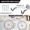 NiQinWuKin Bike Wall Mount HangersEVA Foam Padded Bicycle Hooks-Flip-Up Garage Bicycle Rack for Mountain, Road, and Kids Bikes Rack Holders 2 Pack Silver, Black view 4
