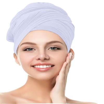 JYLZWXZC White Hair Wrap for Women Long Stretch Jersey Head Scarf Summer Breathable Lightweight Turban Solid Color