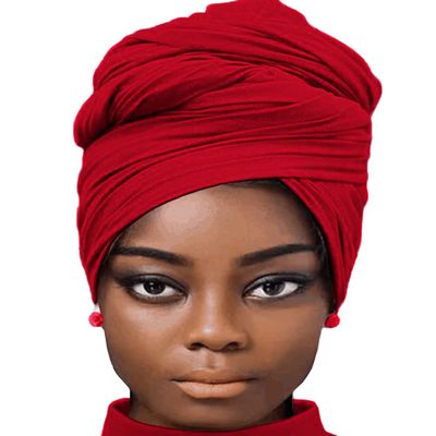 African Scarfs for Women Head Wraps Stretch Turban Jersey for High Ponytails Bun Styles Headbands Wine Red