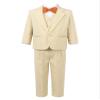 YOOJIA 5Pcs Baby Kids Boys Tuxedo Set Wedding Suits Formal Clothes Outfits Blazer Suit Page Boy Baptism Outfits Khaki 1-2 Years view 2