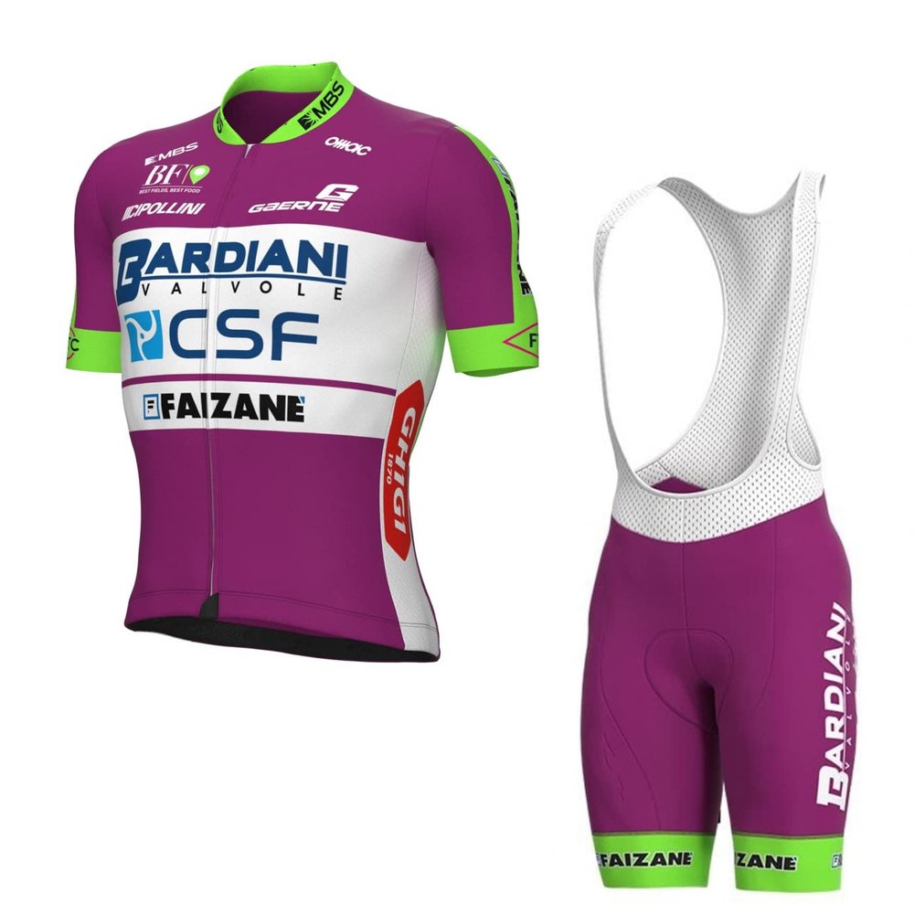 2022 Pro Team Bardiani CSF Cycling Jersey Set For Men,Breathable MTB Bike Shirt Bib Short Kits GEL Paddad (L)