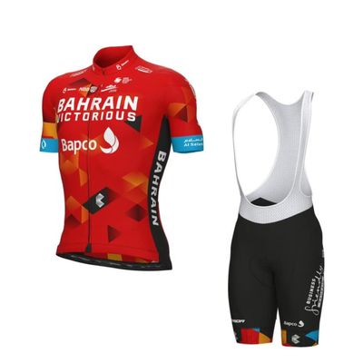 2022 Pro Team Bahrain Cycling Jersey Set For Men,Breathable MTB Bike Shirt Bib Short Kits GEL Paddad (5XL)
