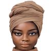 Solid Color Stretch Knit Head Wrap Extra Long African Head Scarf Breathable Turbans for Black Women (Camel) view 1