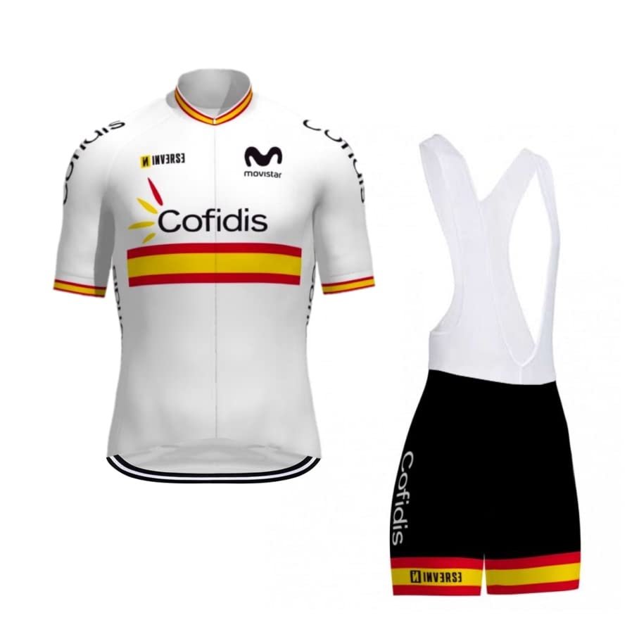 2022 Pro Team Cofidis Spain Cycling Jersey Set For Men,Breathable MTB Bike Shirt Bib Short Kits GEL Paddad (2XL)