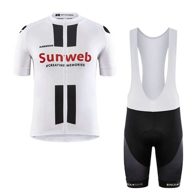 2022 Pro Team Sunweb White Cycling Jersey Set For Men,Breathable MTB Bike Shirt Bib Short Kits GEL Paddad (2XL)