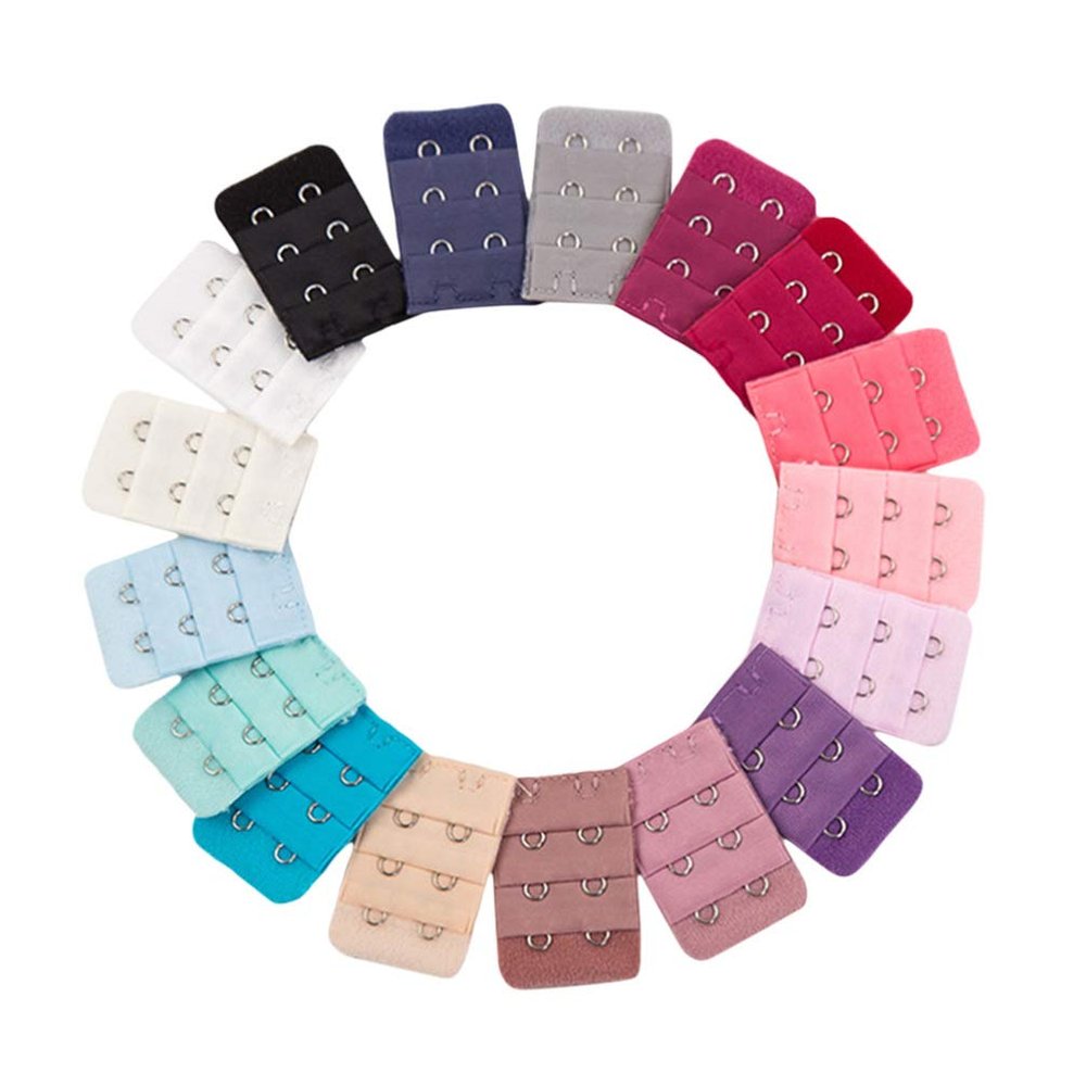 Beavorty 20pcs Bra Extenders Brassiere Extension Hooks 3 Rows 2 Hook Stretchy Bra Band Extension Strap Bra Lingerie Extenders for Women Ladys Bra, Random Color