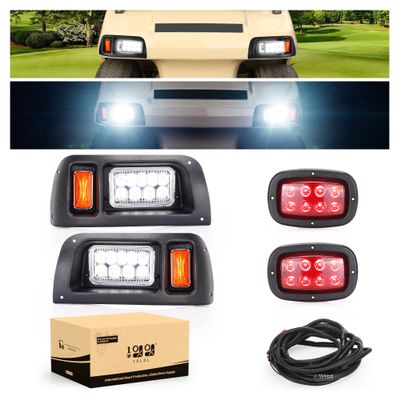 10L0L Golf Cart Headlight and Tail Light Kit for Club Car DS 1993 Up Gas & Electric,12 Volt Input DS LED Light Kit