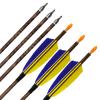 28 29 30 31" Archery Wood Grain Carbon Arrows 6 Pack 500 Spine with 4" Real Feather and Detachable Tip for Hunting Practice Shooting Targets (29Inch) view 3