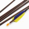28 29 30 31" Archery Wood Grain Carbon Arrows 6 Pack 500 Spine with 4" Real Feather and Detachable Tip for Hunting Practice Shooting Targets (29Inch) view 4