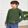 Teurkia Boys Sweaters Shawl Collar Long Sleeve Cable Knit Button Winter Pullover Tops Army Green view 4