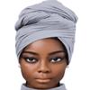 Stretch Jersey Turban Head Wraps Long Solid Color African Shawl Hair Scarfs Lightweight Breathable Head Bands Ties Light Gray view 1
