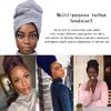 Stretch Jersey Turban Head Wraps Long Solid Color African Shawl Hair Scarfs Lightweight Breathable Head Bands Ties Light Gray view 4