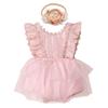 AWIBMK Newborn Baby 1st Birthday Girl Outfit Cake Smash Romper Dress Infant Lace Boho Rainbow First Dresses Mini Tutu Skirt Headband Summer One Year Old Photoshoot Pink Floral 18-24 Months view 1