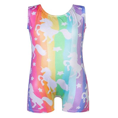 EQSJIU Gymnastics Leotards For Girls Unicorn Rainbow Stripe Stars Toddler Tumbling Outfits For Girls 1t 2t 1-2t
